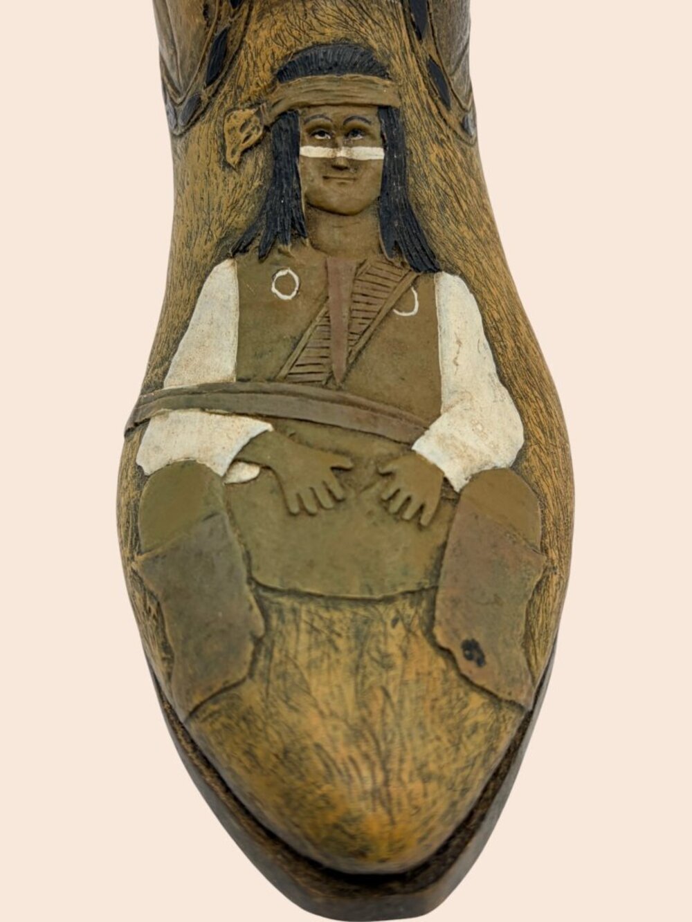 VTG Western Cowboy Boot Vase Native American Decor Rustic Resin Art Sculpture - Picture 9 of 12